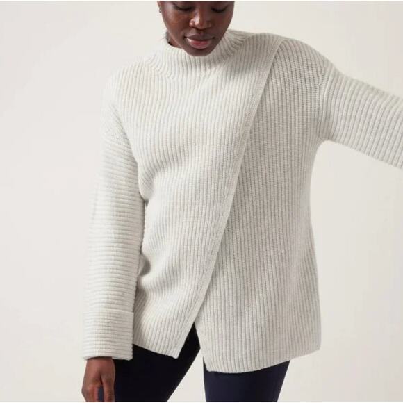 ATHLETA Azalea Sweater Gray Wrap Style Wool Cashmere High Neck Pullover Size XS - Picture 6 of 6